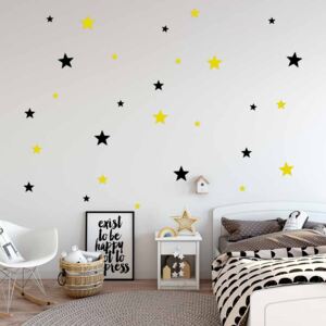 GLIX Dekorácie hviezdy - samolepka na stenu Čierná a žltá 2x 75x30 cm