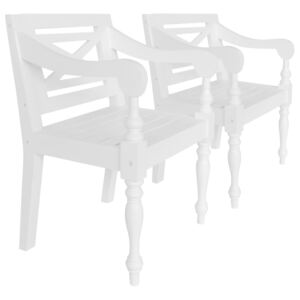 Stoličky Batavia 2 ks, mahagónový masív, biele