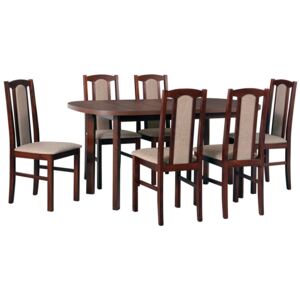 Rozkladací stôl so 6 stoličkami - AL58, Morenie: jelša, Poťahové látky: 23x - Kronos 19
