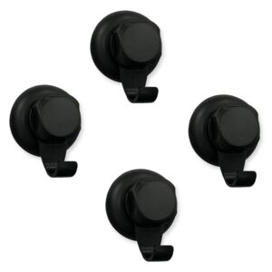 Sada 4 čiernych samodržiacich nástenných háčikov Compactor Bestlock Black Big Hooks, ⌀ 7,1 cm