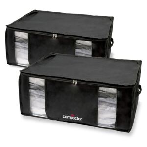 Sada 2 čiernych úložných boxov s vakuovým obalom Compactor Black Edition XXL, 50 x 26,5 cm