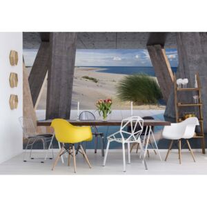 GLIX Fototapeta - Beach 3D Modern View Concrete Vliesová tapeta - 312x219 cm