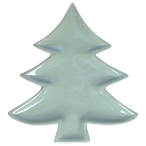 Zelený keramický tanier Ewax Christmas Tree, dĺžka 19,5 cm