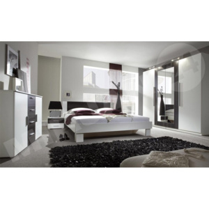 Spálňa Vesa I, Farby: biela / orech čierny, Rozmer postele: 160x200