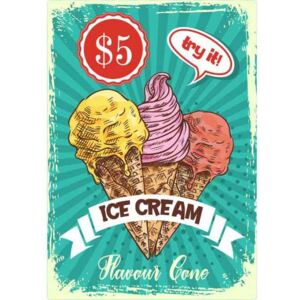 Retro Cedule Ceduľa Restaurant Menu 4 - Ice Cream