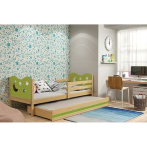 Detská posteľ MIKO 2 + matrac + rošt ZADARMO, 80x190, borovica, zelená
