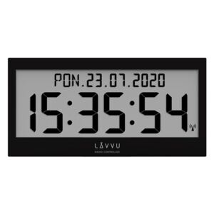 Čierne digitálne hodiny s češtinou LAVVU MODIG riadené rádiovým signálom LCX0011