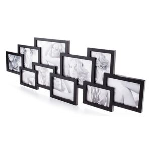 Čierny nástenný fotorámik na 10 fotografií Tomasucci Collage