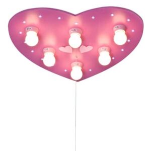 Ružové stropné svietidlo SRDCE LED nočným svetlom