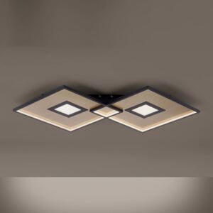 Stropné LED svietidlo Amara, dva štvorce, čierne