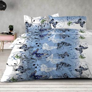 XPOSE® Bavlnené obliečky na dve postele KAROLÍNA - modré
