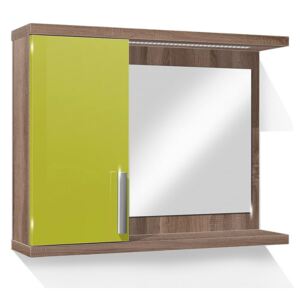 Kúpeľňová skrinka so zrkadlom K10 ľavá farba korpusu: Dub sonoma tmavý, farba dvierok: Lemon lesk