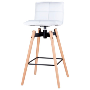 Biela barová stolička s nohami z bukového dreva sømcasa Janie