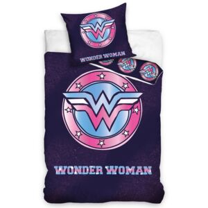 Carbotex Detské bavlnené obliečky Wonder Woman Erb Amazoniek, 140 x 200 cm, 70 x 90 cm