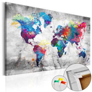 Bimago Obraz na korku - World Map: Grey Style [Cork Map] 120x80 cm