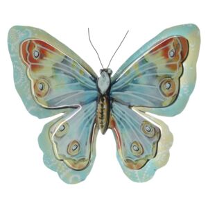 Zelená kovová dekorácia v tvare motýľa InArt, 40 × 35 cm