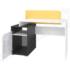 Písací stôl Runo RU08, Farby: biela + grafit / enigma + grafit + žltá