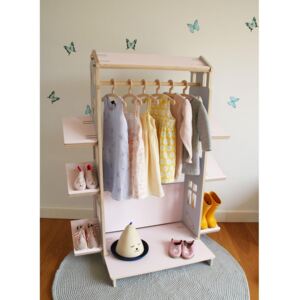 MY MINI HOME Montessori mini šatníkový regál, ružová/modrá