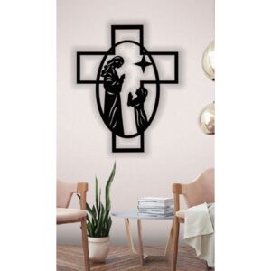 Drevený obraz na stenu - Kríž z modliacimi postavami