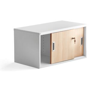 Kancelárska skriňa s posuvnými dverami Modulus, 400x800 mm, biela, dub