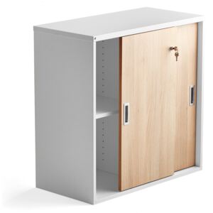Kancelárska skriňa s posuvnými dverami Modulus, 800x800 mm, biela, dub