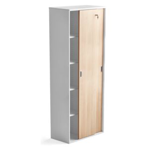 Kancelárska skriňa s posuvnými dverami Modulus, 2000x800 mm, biela, dub