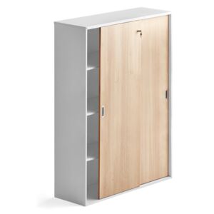 Kancelárska skriňa s posuvnými dverami Modulus XL, 1600x1200 mm, biela, dub