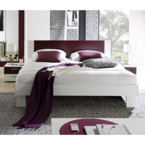 ArtElb VERA posteľ s nočnými stolíkmi biely/lila posteľ 180 cm bez matraca