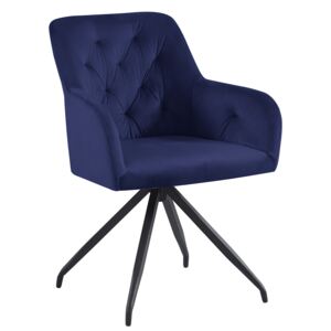 Otočná stolička, modrá Velvet látka/čierna, VELEZA