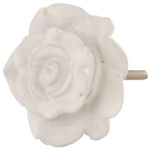 Keramická úchytka Ruža biela - Ø 6 cm