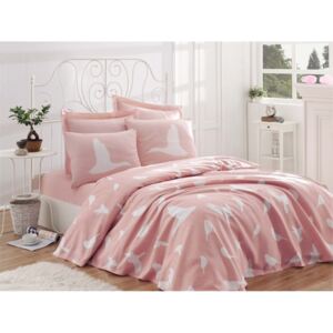 Bavlnený pléd cez posteľ na jednolôžko Single Pique Rosa, 160 × 235 cm