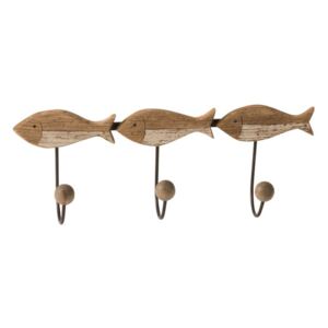 Nástenný drevený 3- háčik rybičky Fish - 43 * 10 * 17cm