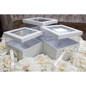 Biele kvetinové flower boxy v tvare štvorca 3-set