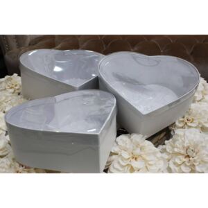 Biele kvetinové flower boxy v tvare srdca 3-set