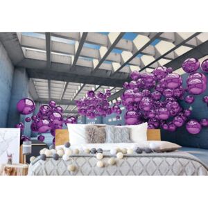 Fototapeta GLIX - 3D Purple Spheres + lepidlo ZADARMO Papírová tapeta - 368x254 cm