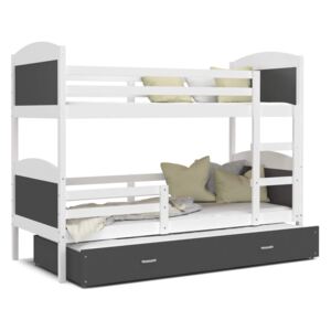 GL Poschodová posteľ Matúš 3 biela MDF s prístelkou Farba: Sivá, Rozmer: 190x80