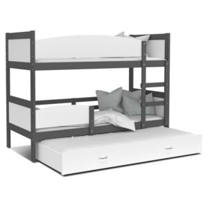GL Poschodová posteľ s prístelkou Swing 3 grafit MDF 190x80 Farba: Biela