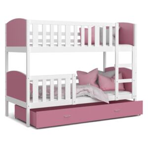 GL Dobby Biela Color poschodová posteľ Farba: Ružová, Rozmer: 190x80