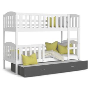 GL Poschodová posteľ pre 3 deti Jakub 3 Color Farba: Sivá, Rozmer: 190x80