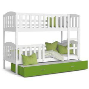 GL Poschodová posteľ pre 3 deti Jakub 3 Color Farba: Zelená, Rozmer: 190x80