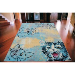 Detský koberec Mačiatka TOP modrý, Velikosti 160x220cm
