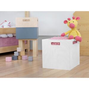 Benlemi Úložný drevený box BOKS do regálu s obdĺžnikovým úchytom Zvoľte farbu: Biela, Lakovanie: Celolakované