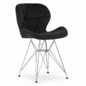 Zamatová stolička Paris čierna so striebornými nohami