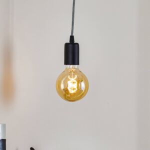 Závesná lampa Simple, čierna, kábel čierno-biely