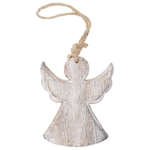 Závesný drevený anjel Ego Dekor, výška 13 cm