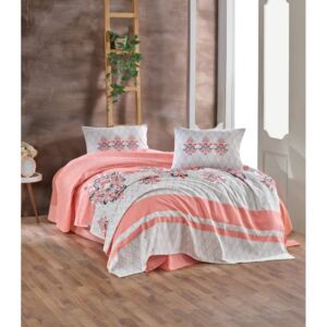 Bavlnený pléd cez posteľ Almina Pink, 200 x 230 cm