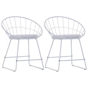 Jedálenské stoličky so sedadlami z umelej kože 2 ks biele oceľové