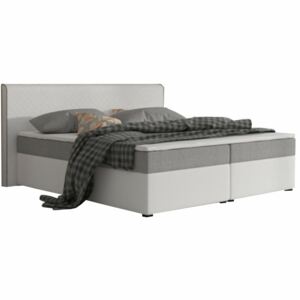 Tempo Kondela Komfortná posteľ, sivá látka/biela ekokoža, 180x200, NOVARA MEGAKOMFORT VISCO