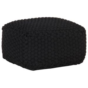 Ručne pletená taburetka čierna 50x50x30 cm bavlnená