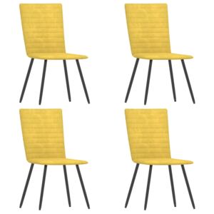 Jedálenské stoličky 4 ks, žlté, zamat